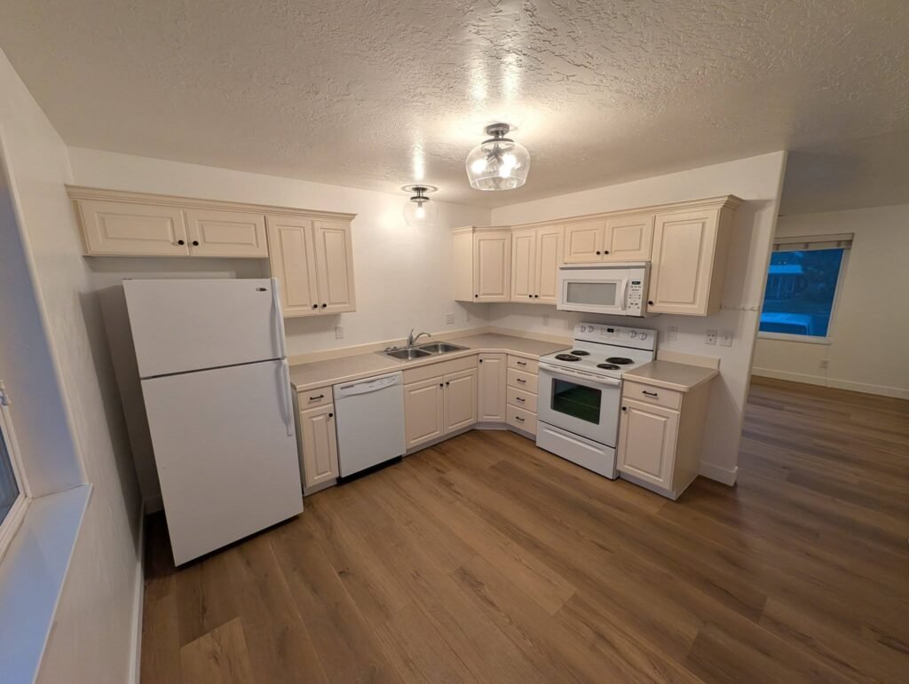 Finished kitchen after an investment property renovation by The Nelsons Crew in Brigham City, Utah